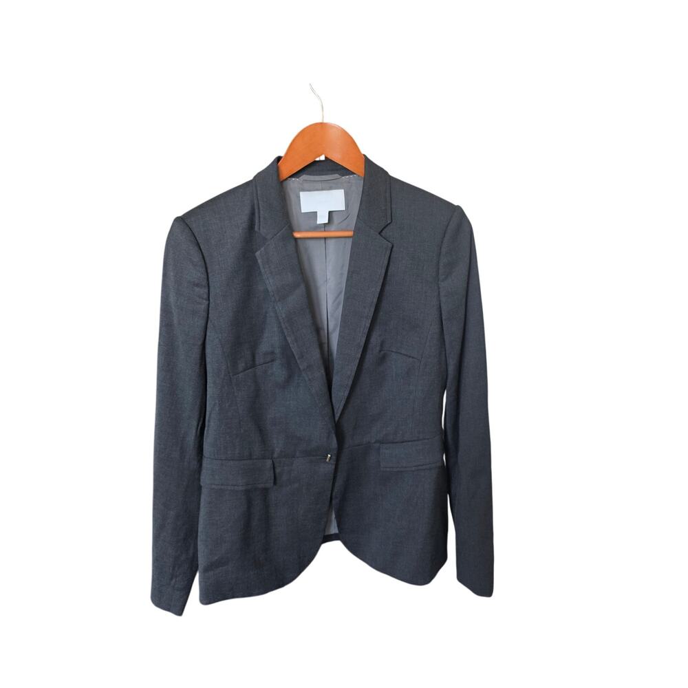 Boss Jeniver Wool Suit Coat Blazer Snap Button Gray Size 10